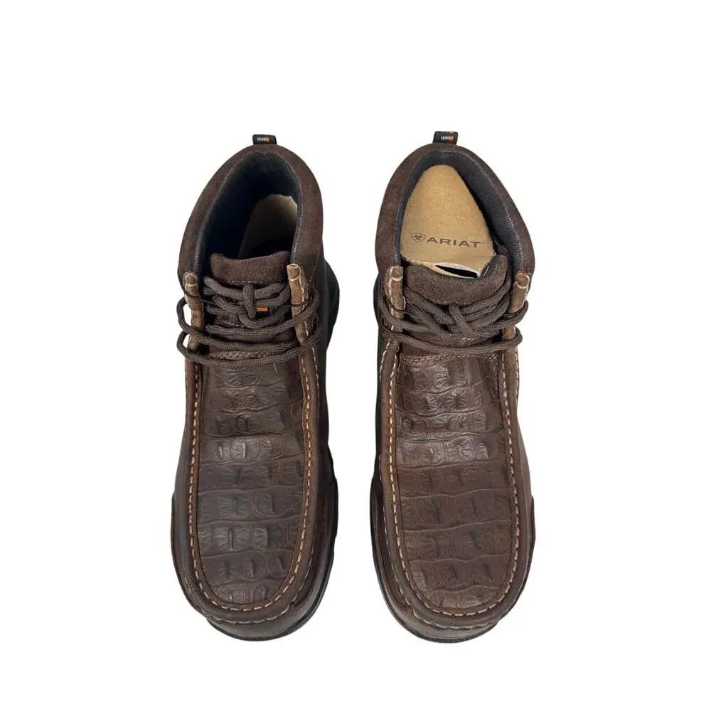 Ariat Chukka Work Boot Comp Toe 7.5 D Brown Leather Croco Pattern